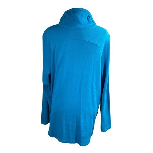Avenue Women's Full Zip Jacket Waffle Knit Teal Blue Size 22/24 Cotton Stretch - Picture 3 of 8